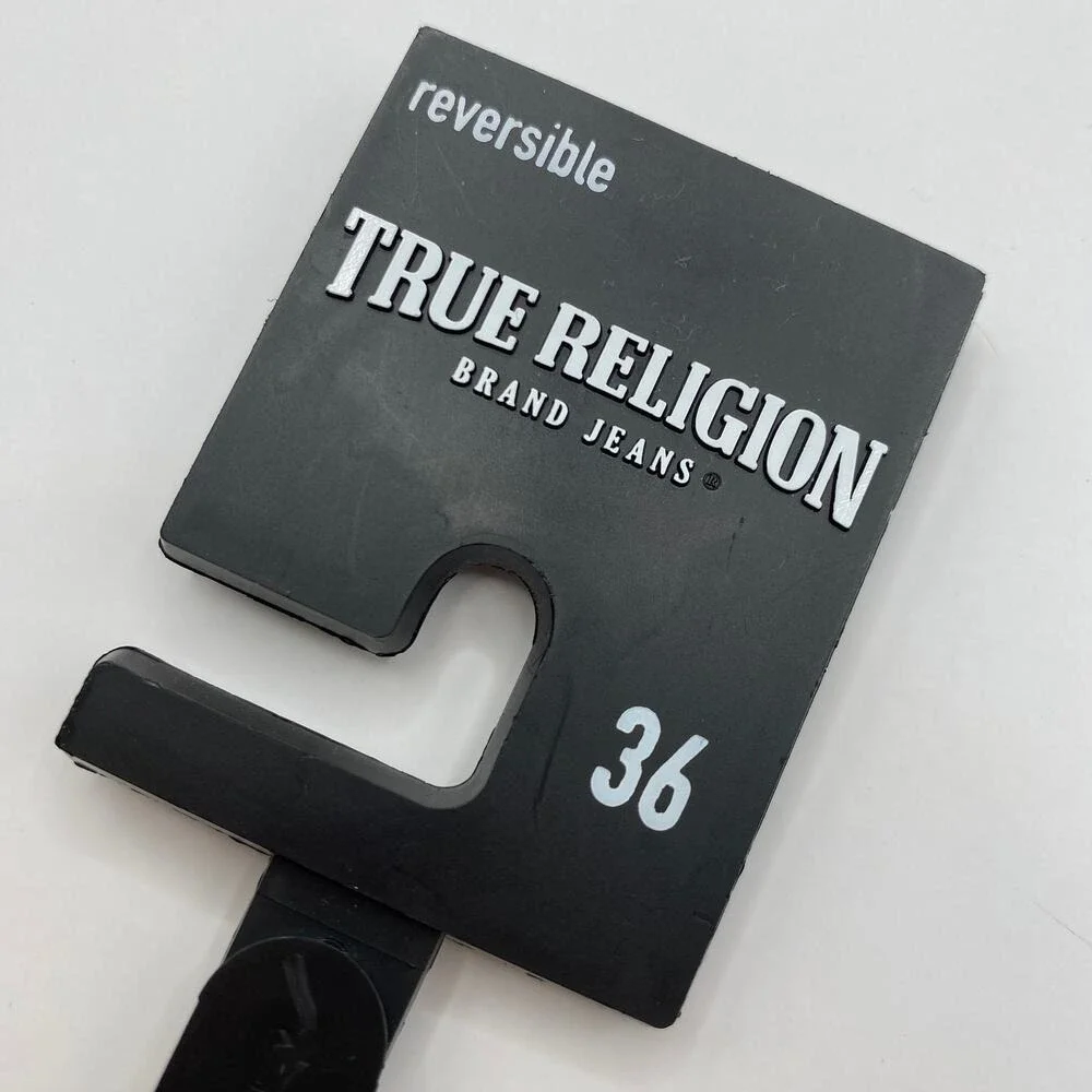 True Religion Reversible Buckle Belt Men Size 36 Black Brown Classic Preppy NWT